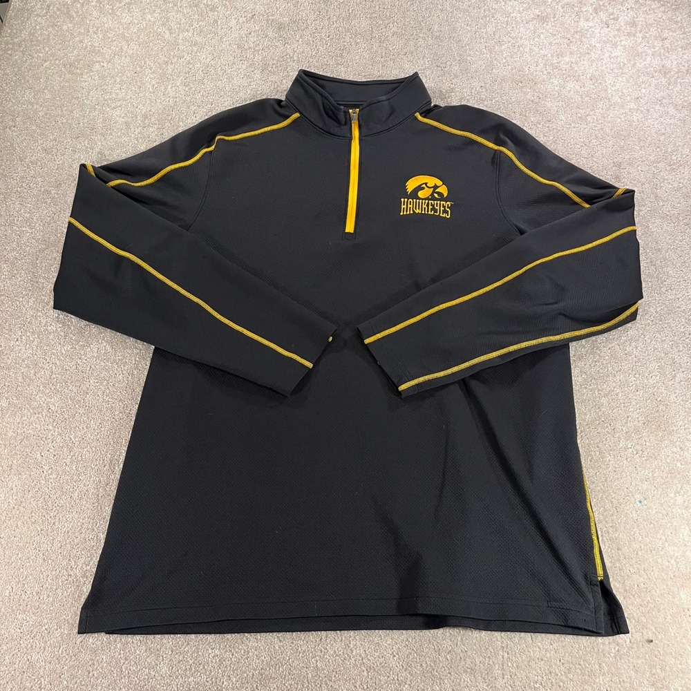 Under Armour Iowa Hawkeyes Pullover Mens 2XL Black 1/4 Zip Athletic Loose